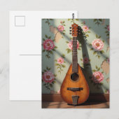 Zes-snarige Dulcimer Vintage Bloem Briefkaart (Voorkant / Achterkant)