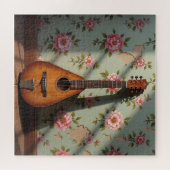 Zes-snarige Dulcimer Vintage Bloem Legpuzzel (Horizontaal)