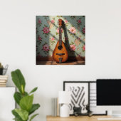 Zes-snarige Dulcimer Vintage Bloem Poster (Thuiskantoor)