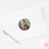 Zes-snarige Dulcimer Vintage Bloem Ronde Sticker (Envelop)