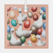 zes uitgezette ganzen glas ornament (Voorkant)