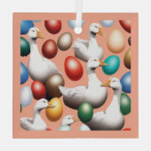 zes uitgezette ganzen glas ornament (Achterkant)