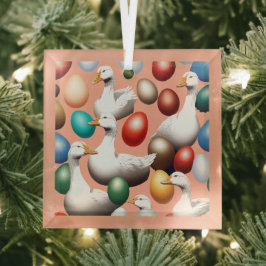 zes uitgezette ganzen glas ornament