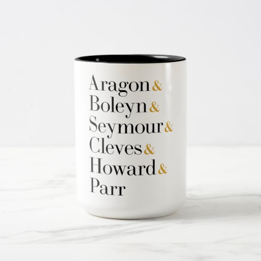 Zes van de Musical Queens - Ampersand Names T-Shir Tweekleurige Koffiemok (Center)