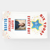 Zes Vandaag 6 7 Elke Dag Meme Foto 6e Verjaardag  Spandoek (Horizontaal)