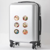 Zes Verschillende Geschilderde Vintage Kerstman Sticker (Koffer)