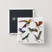 Zes verschillende Hummingvogels - Rene Primevere L Vierkante Button 5,1 Cm (Voorkant /achterkant)