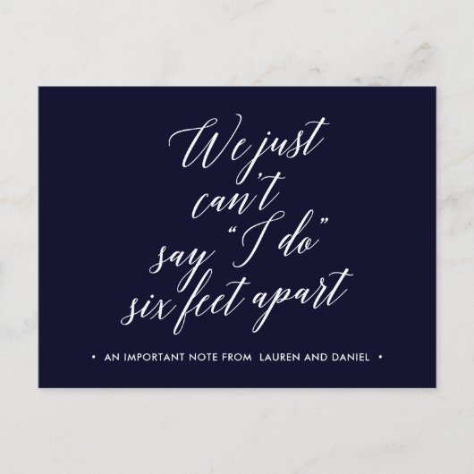 Zes voet afstand wijziging van plannen uitgesteld  aankondigingskaart (Voorkant)