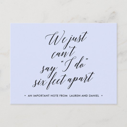 Zes voet afstand wijziging van plannen uitgesteld  aankondigingskaart (Voorkant)