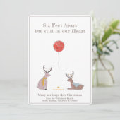Zes voet van elkaar Schattig leuk hert Quarantaine Feestdagenkaart (Staand voorkant)