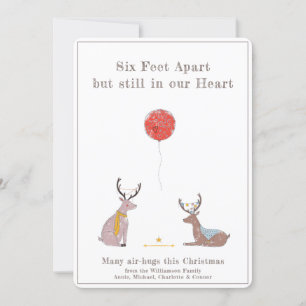 Zes Voetjes Gescheiden Schattig Leuk Hert Quaranti Feestdagenkaart