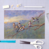 Zes vogels op een tak schilderij tissuepapier (Craft)