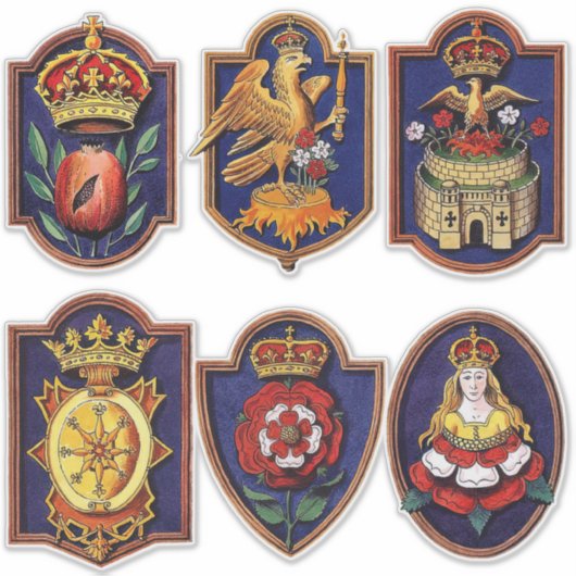Zes vrouwen Henry VIII koninklijke badges Sticker (Voorkant)