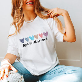 Zes Waterverf Koele Harten met  Tekst T-shirt