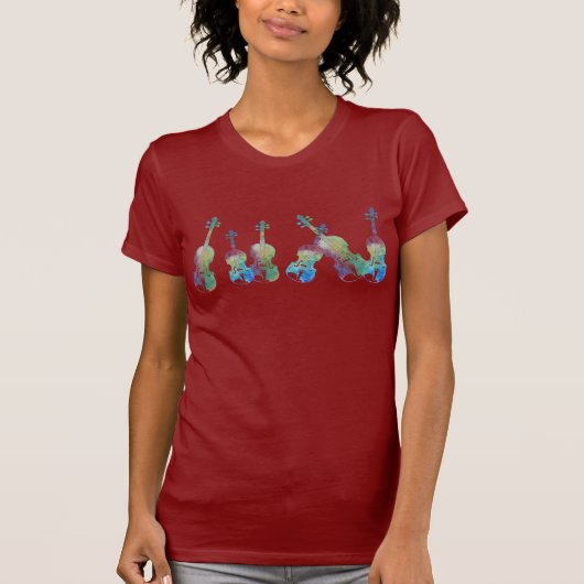 Zes Waterverf Violins T-shirt (Voorkant)
