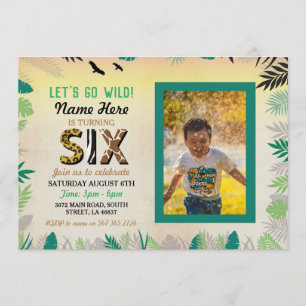 Zes Wilde 6e verjaardag Safari ZOO Foto Kaart