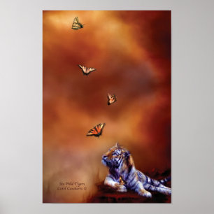 Zes Wilde Poster van de Kunst van Tigers/Druk