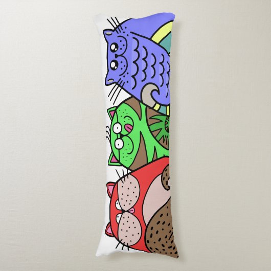 Zes wollen katten lichaamskussen (Voorkant Verticaal)