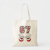 Zes Zeven 67 6 7 Grappige Kerst Meme Feestdag Tote Bag (Voorkant)