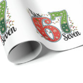Zes Zeven 67 6 7 Kerst Meme Grappige Kerstmis Lich Cadeaupapier (Rol Hoek)