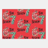 Zes Zeven 67 6 7 Kerst Meme Grappige Kerstmis rood Inpakpapier Vel (Voorkant)