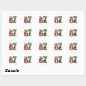 Zes Zeven 67 6 7 Kerstmis Meme Grappig Kerstlicht Ronde Sticker (Vel)