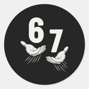 Zes Zeven 67 6 7 Kinderen 67 Jongens Jeugd 6-7 Mem Ronde Sticker