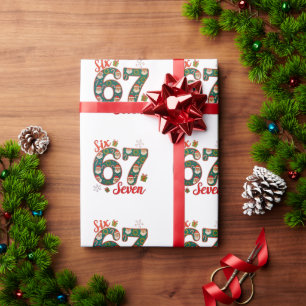 Zes Zeven 67 6 7 Meme Kerstmis Xmas Kerstman Hoed Cadeaupapier