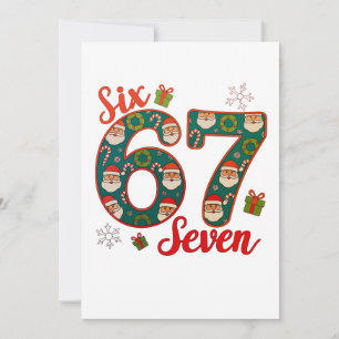 Zes Zeven 67 6 7 Meme Kerstmis Xmas Kerstman Hoed Feestdagenkaart
