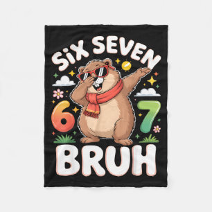 Zes Zeven 67 Bruh Bosmarmot Dabbing Grappig 6 7 Me Fleece Deken