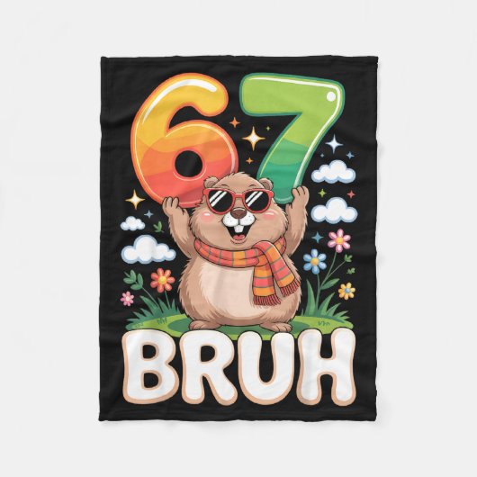 Zes Zeven 67 Bruh Bosmarmot Grappig 6 7 Meme Jonge Fleece Deken (Voorkant)