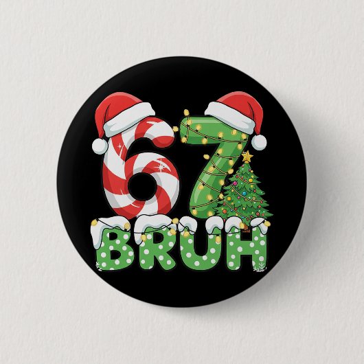 Zes Zeven 67 Grappige Kerstman Bruh Kerstmis Meme Ronde Button 5,7 Cm (Voorkant)