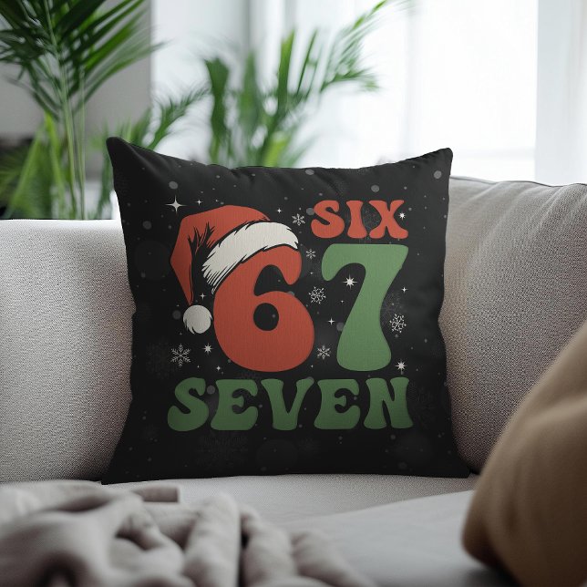 Zes Zeven 67 Grappige Kerstman Hoed Kerstmis Xmas  Kussen (Creator heeft geüpload)