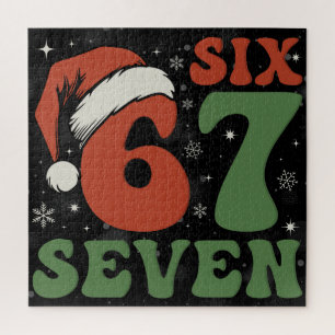 Zes Zeven 67 Grappige Kerstman Hoed Kerstmis Xmas Legpuzzel