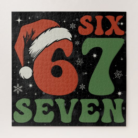 Zes Zeven 67 Grappige Kerstman Hoed Kerstmis Xmas Legpuzzel (Verticaal)