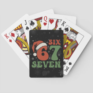 Zes Zeven 67 Grappige Kerstman Hoed Kerstmis Xmas Pokerkaarten