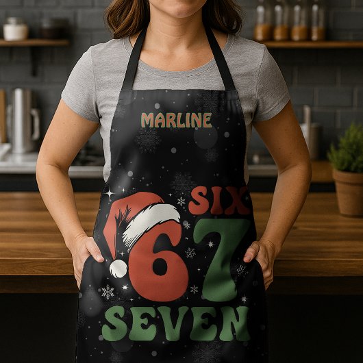 Zes Zeven 67 Grappige Kerstman Hoed Kerstmis Xmas Schort