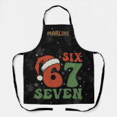 Zes Zeven 67 Grappige Kerstman Hoed Kerstmis Xmas Schort (Voorkant)