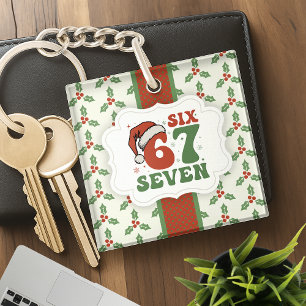 Zes Zeven 67 Grappige Kerstman Hoed Kerstmis Xmas Sleutelhanger