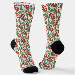 Zes Zeven 67 Grappige Kerstman Hoed Kerstmis Xmas Sokken