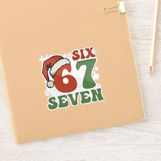 Zes Zeven 67 Grappige Kerstman Hoed Kerstmis Xmas Sticker (Notitieboek)