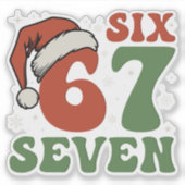 Zes Zeven 67 Grappige Kerstman Hoed Kerstmis Xmas Sticker (Voorkant)