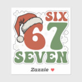 Zes Zeven 67 Grappige Kerstman Hoed Kerstmis Xmas Sticker (Vel)