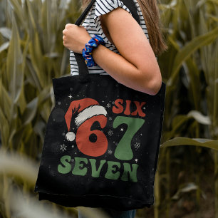 Zes Zeven 67 Grappige Kerstman Hoed Kerstmis Xmas  Tote Bag