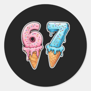 Zes Zeven 67 IJsdruppel Sport Cool Meme Grappig Ronde Sticker