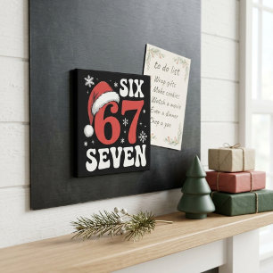 Zes Zeven 67 Kerstman Hoed Grappige Kerst Trend Magneet