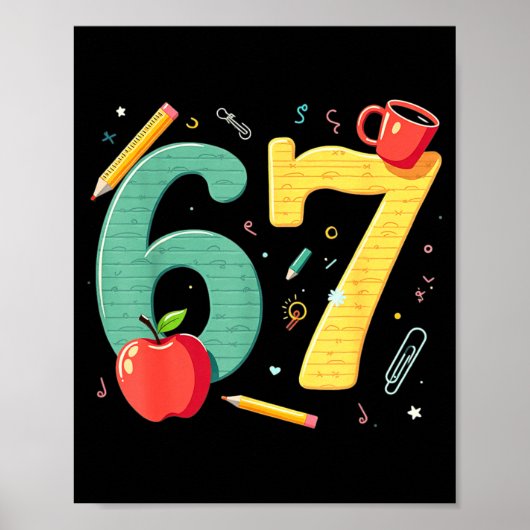 Zes zeven 67 leraar school meme vibes poster (Voorkant)