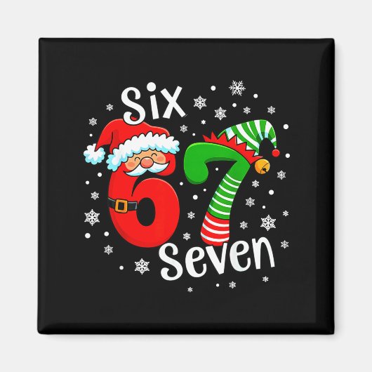 Zes Zeven 67 Meme 6 7 Elf Kerstman Kerstmis Magneet (Voorkant)