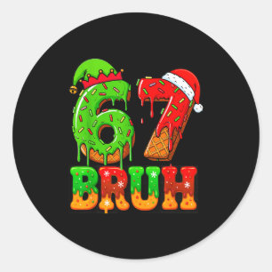 Zes Zeven 67 Meme 6 7 Kerstmannen Vrouwen Jongens Ronde Sticker