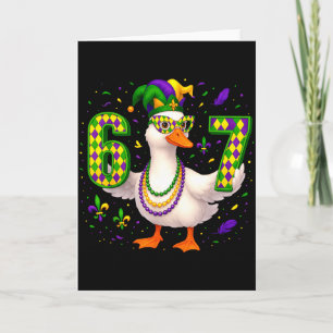 Zes Zeven 67 Meme Goose Met Narrenhoed & Kralen Kaart